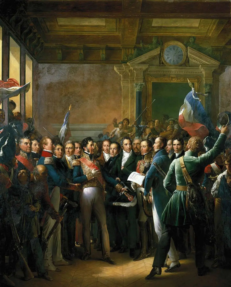 Lesung im Rathaus von Paris der Erklärung der Abgeordneten und der Proklamation des Herzogs von Orléans, Generalleutnant des Königreichs (31. Juli 1830) - François Gérard