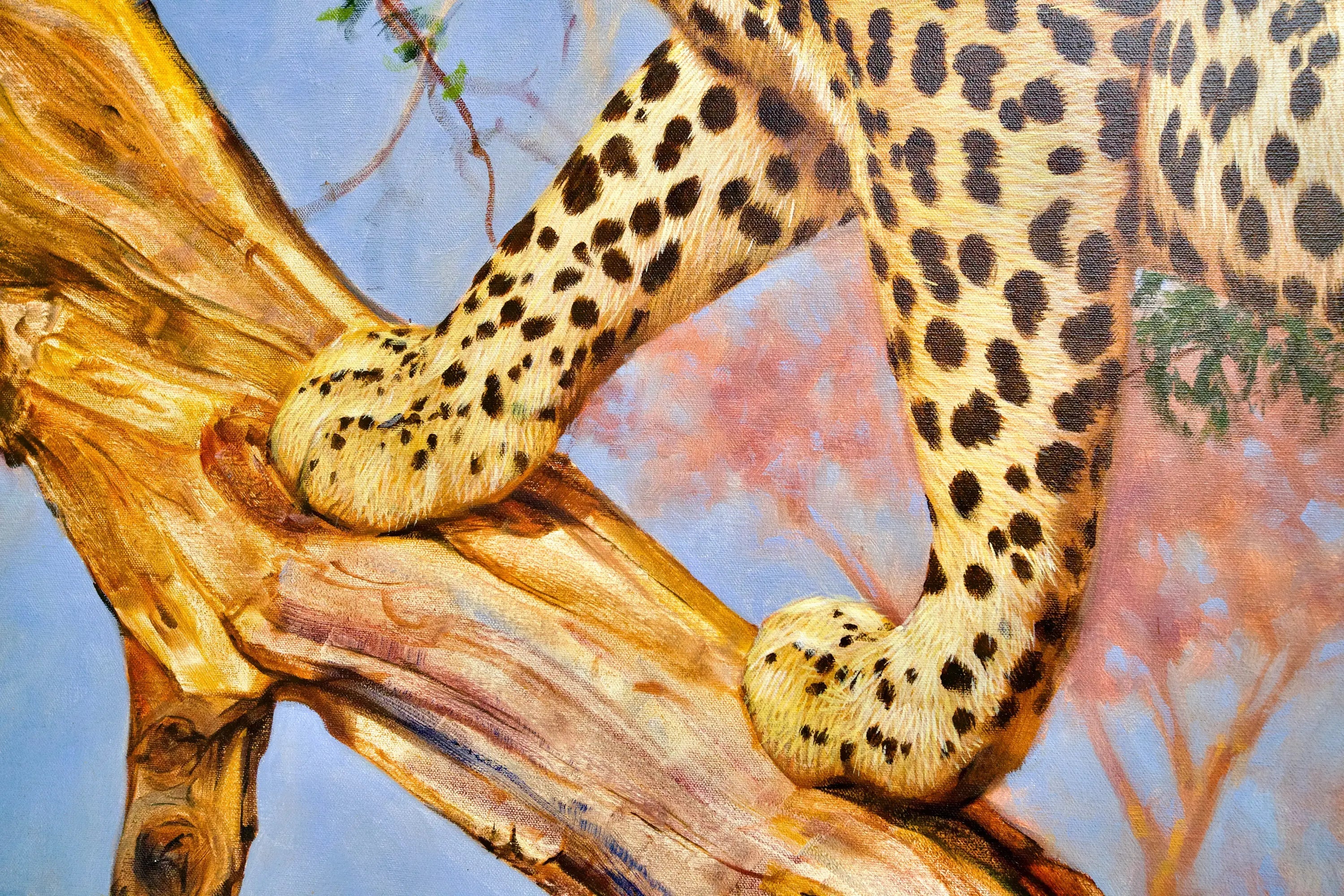 Léopard dans un arbre | 150 x 100 cm image 17 tableau peint à l’huile sur toile