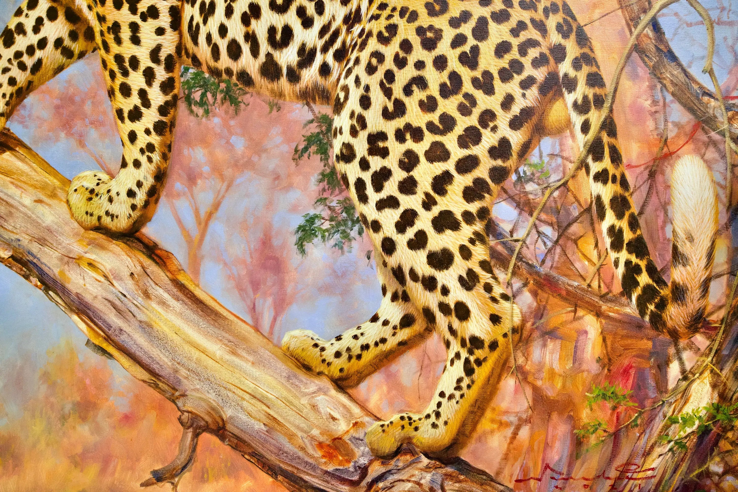Léopard dans un arbre | 150 x 100 cm image 8 reproduction de peinture à l’huile
