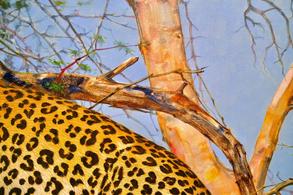 Léopard dans un arbre | 150 x 100 cm Reproductions de tableaux à la peinture à l’huile