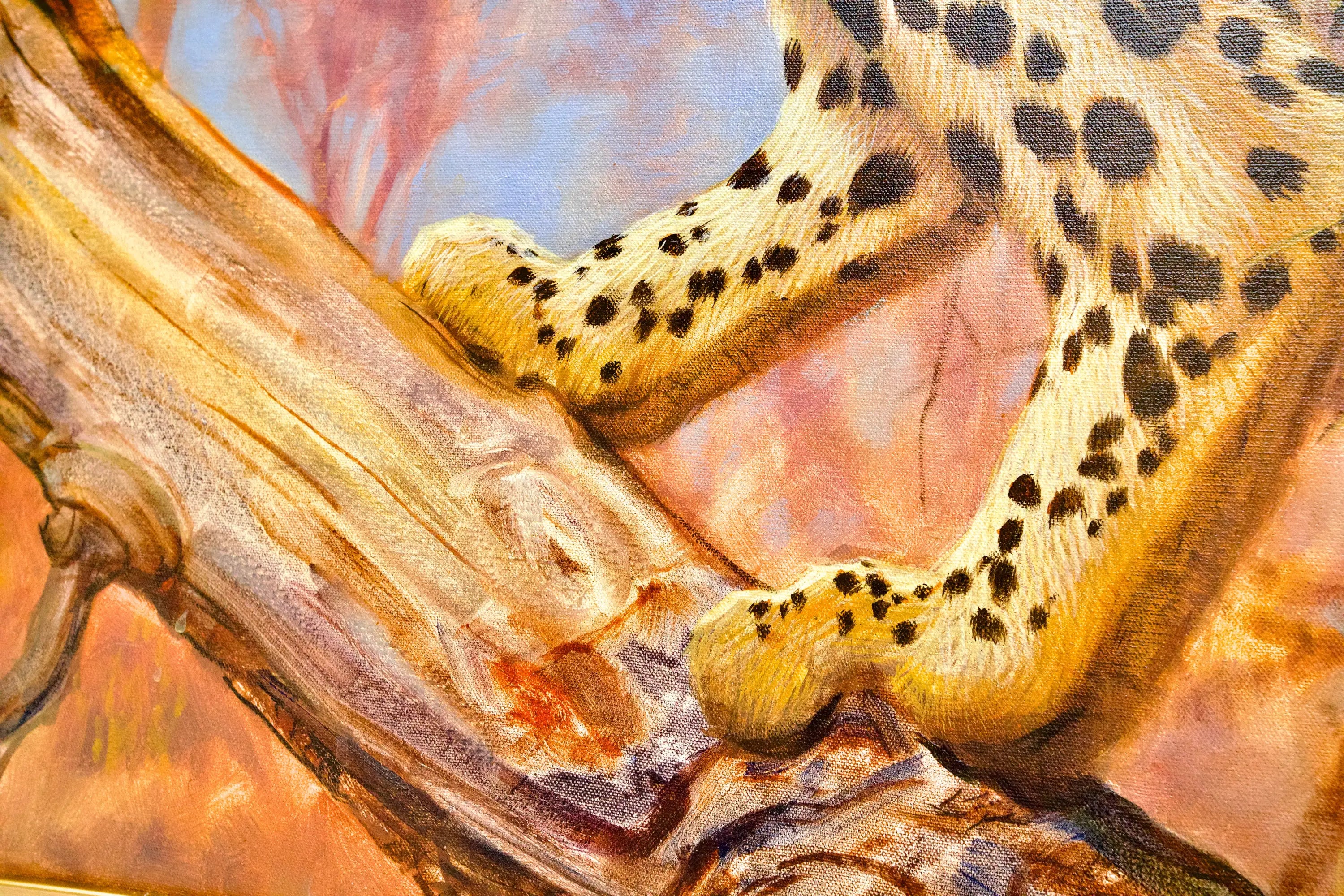 Léopard dans un arbre | 150 x 100 cm Reproductions de tableaux à la peinture à l’huile