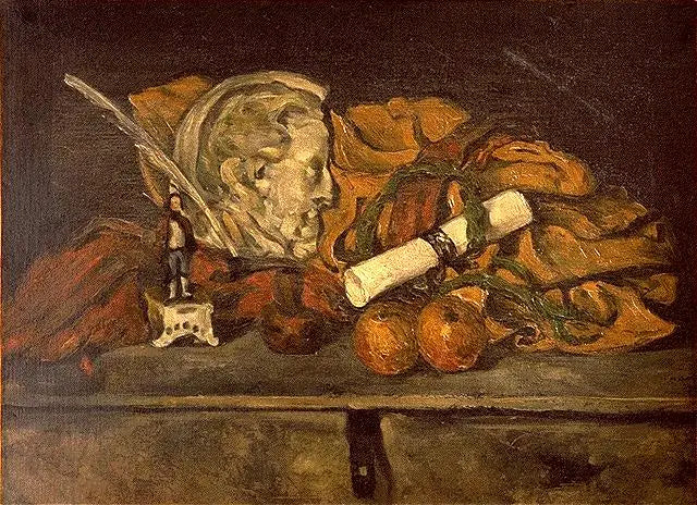 Die Accessoires von Cézanne. Stillleben mit Medaillon von Philippe Solari - Paul Cézanne