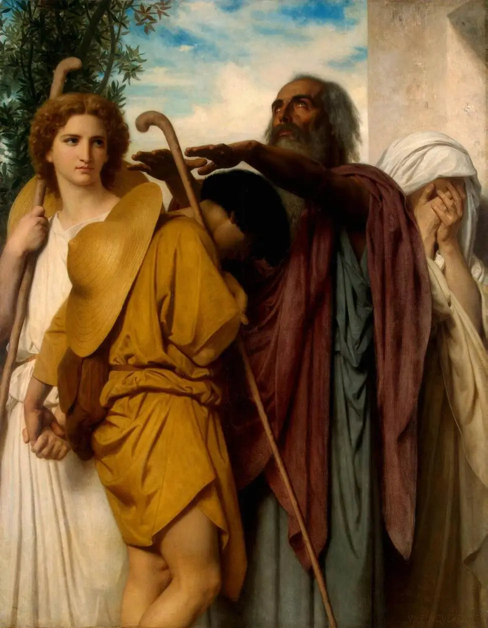 Les adieux de Tobie à son père - Bouguereau image 1 copie peinte à la main à l’huile