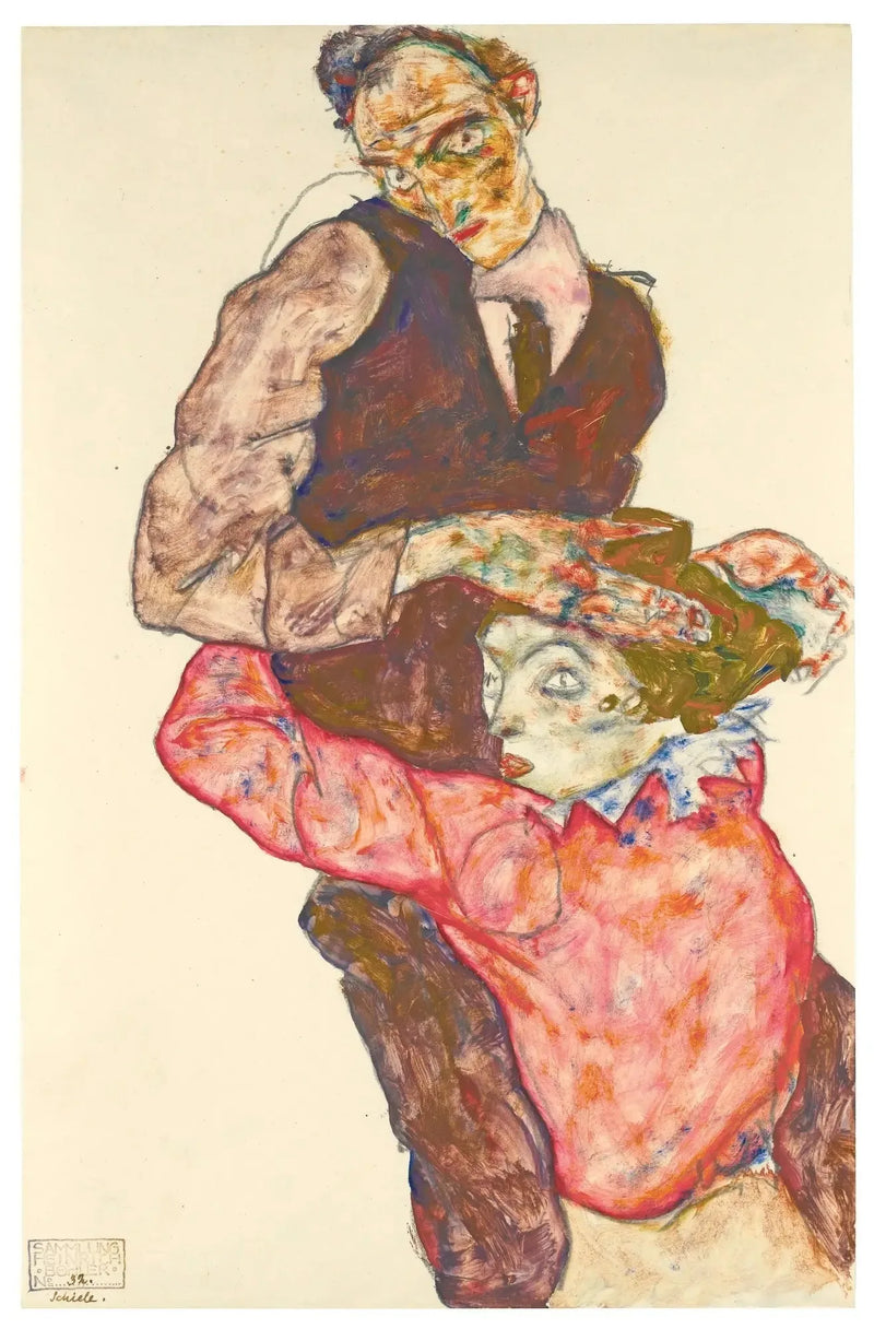 Die Liebenden (Selbstporträt mit Wally) - Egon Schiele