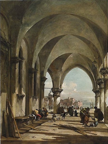 Die Bögen des Palastes Dodge, Venedig, in Richtung der Basilika San Giorgio Maggiore - Francesco Guardi