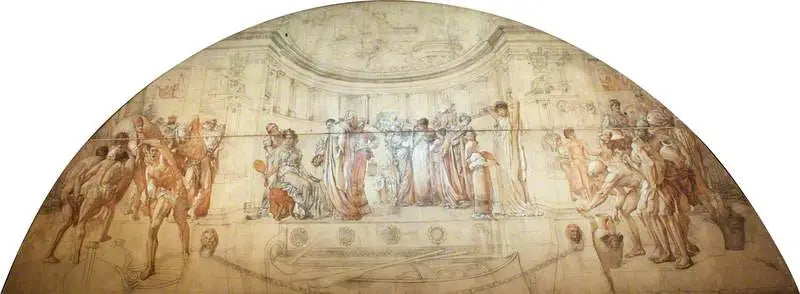 Les arts de l'industrie appliqués à la paix (dessin grandeur nature pour une peinture murale au Victoria and Albert Museum) - Frederic Leighton image 1 reproduction d’œuvre d’art à l’huile