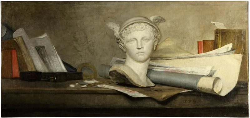 Die Attribute der Künste mit einer Büste des Merkur - Jean Siméon Chardin