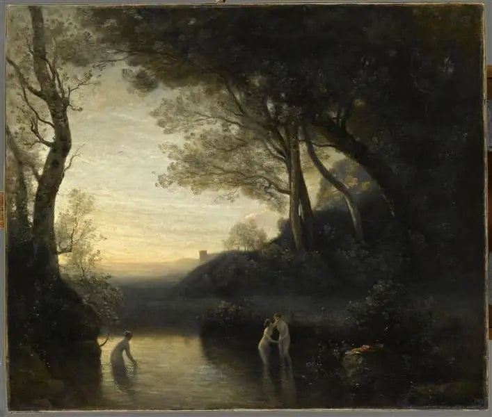 Die Badenden von Bellinzone. Abendstimmung - Jean-Baptiste Camille Corot