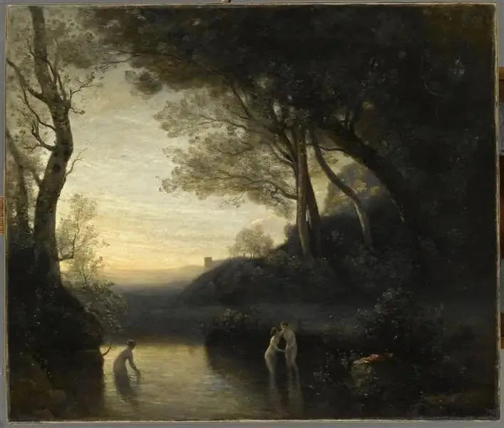 Die Badenden von Bellinzone. Abendstimmung - Jean-Baptiste Camille Corot