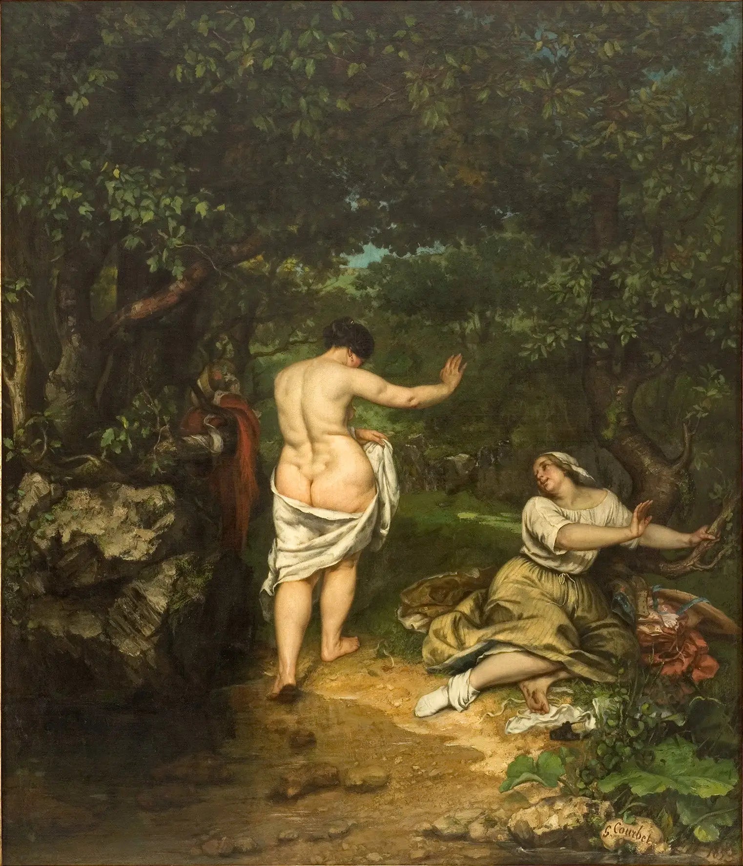 Les Baigneuses - Gustave Courbet image 1 reproduction artisanale de tableau