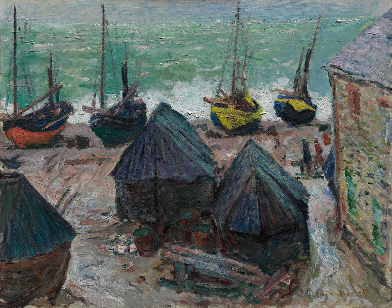 Die Boote am Strand von Étretat - Claude Monet