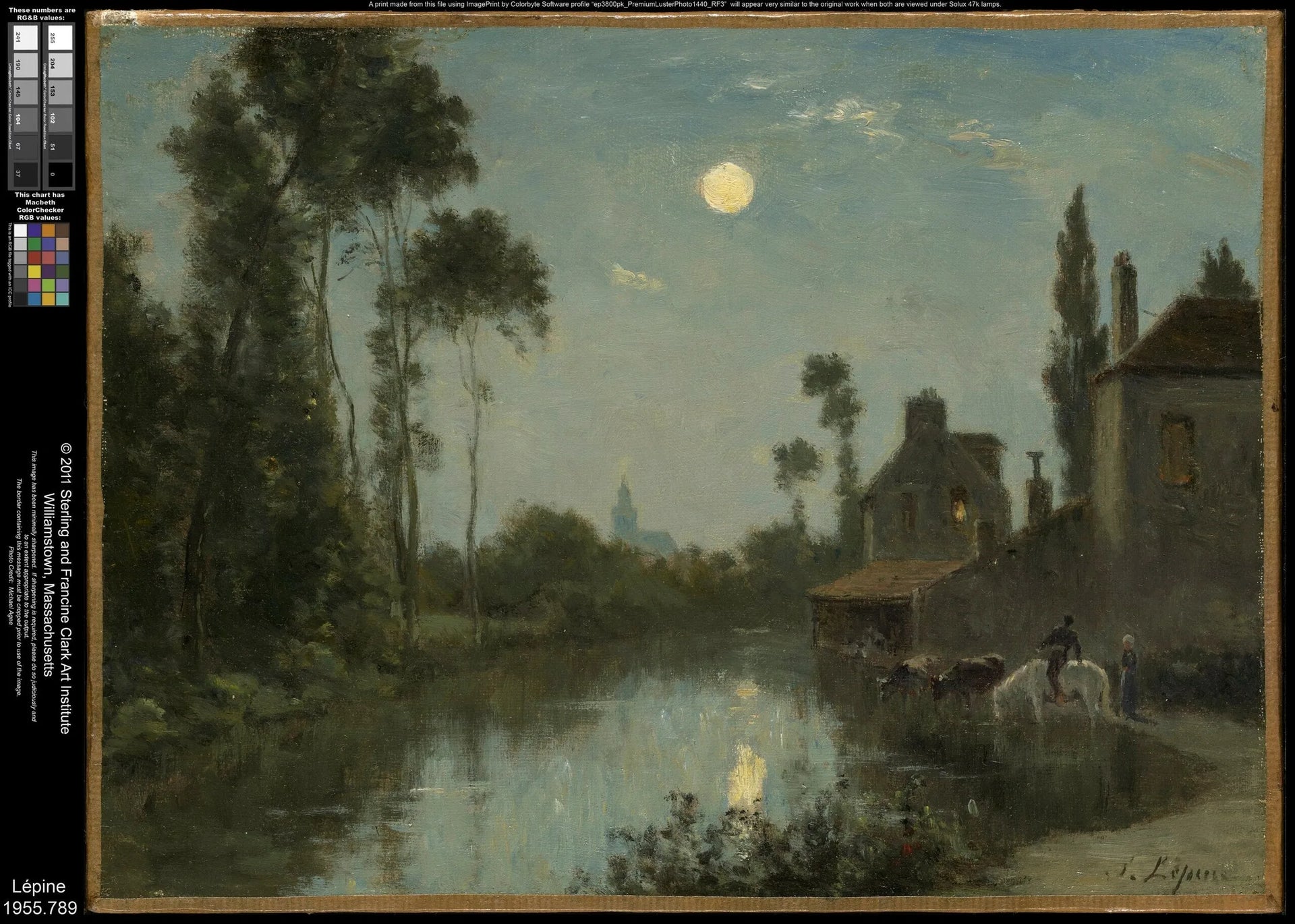 Les bords de la Somme. Effet de lune - Stanislas Lépine image 1 reproduction d’œuvre d’art à l’huile