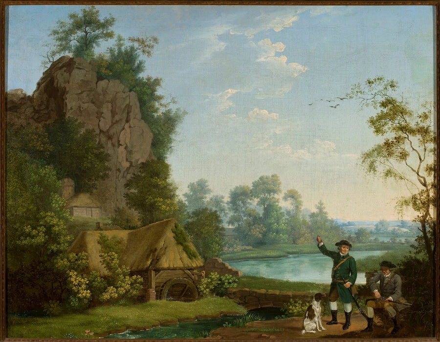 Die Jäger in der Nähe der Mühle, mit Blick auf Creswell Crags - George Stubbs