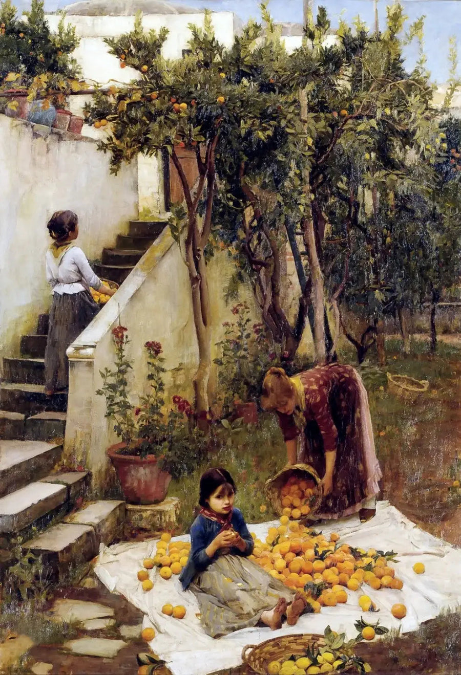 Die Orangenpflücker - John William Waterhouse