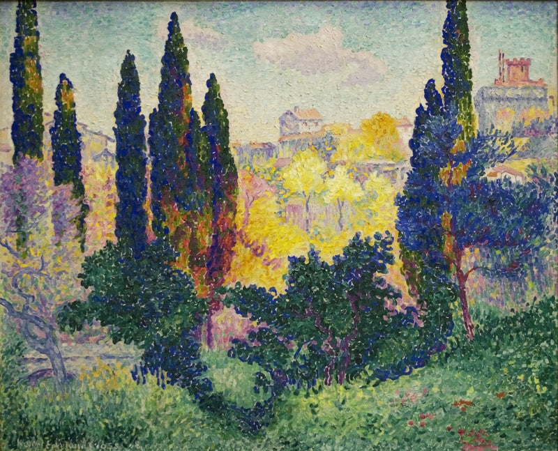 Die Zypressen in Cagnes - Henri-Edmond Cross