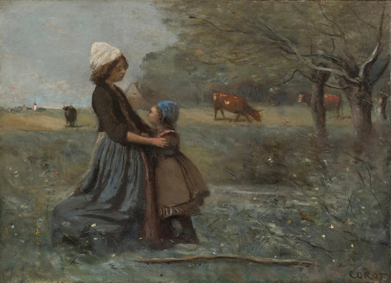Die beiden Schwestern auf der Wiese - Jean-Baptiste Camille Corot