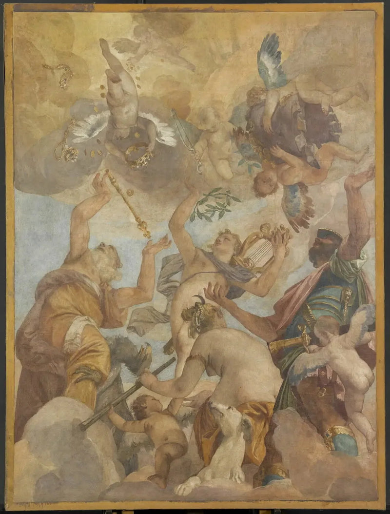 Die Götter des Olymps : Jupiter, Apollon, Diane und Mars - Paul Véronèse