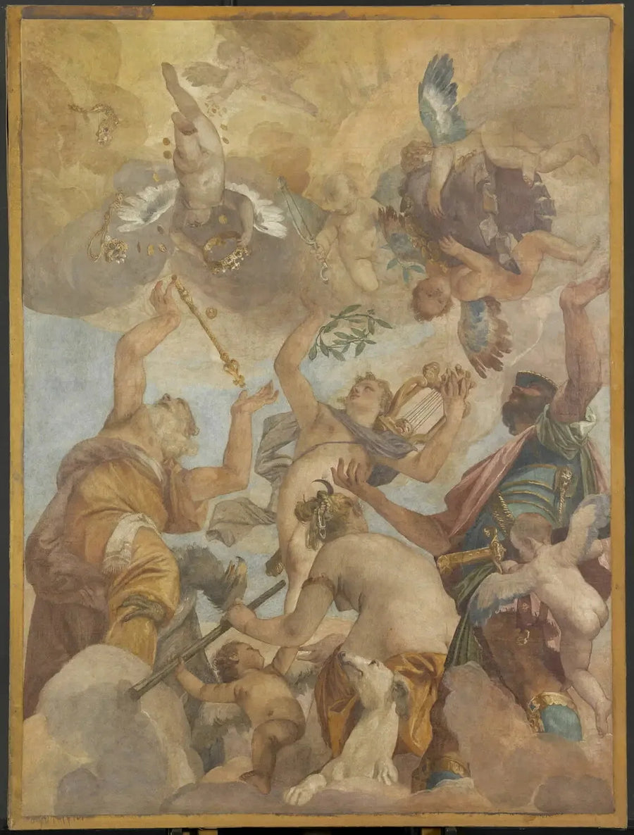 Die Götter des Olymps : Jupiter, Apollon, Diane und Mars - Paul Véronèse