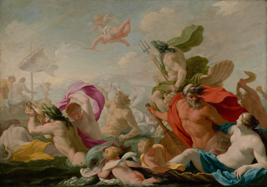 Die Meeresgötter, die der Liebe huldigen - Eustache Le Sueur