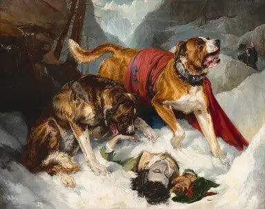 Die Doggen der Alpen beleben einen in Not geratenen Reisenden - Edwin Henry Landseer