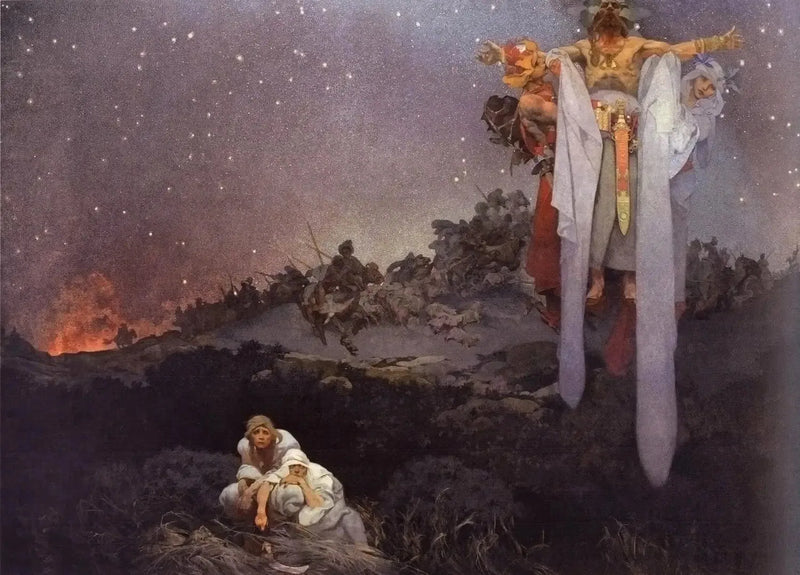 Die Sklaven in ihrer prähistorischen Stätte - Alphonse Mucha