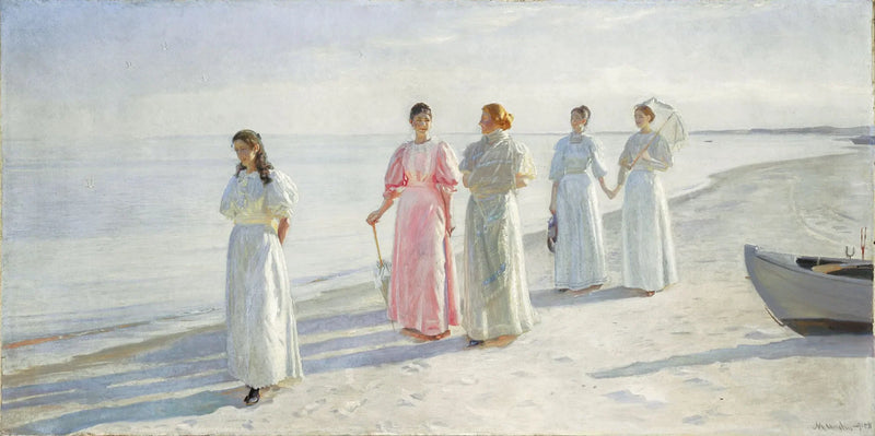 Mädchen am Strand. Die Holst-Schwestern in Skagen Senderstrand. – Michael Peter Ancher