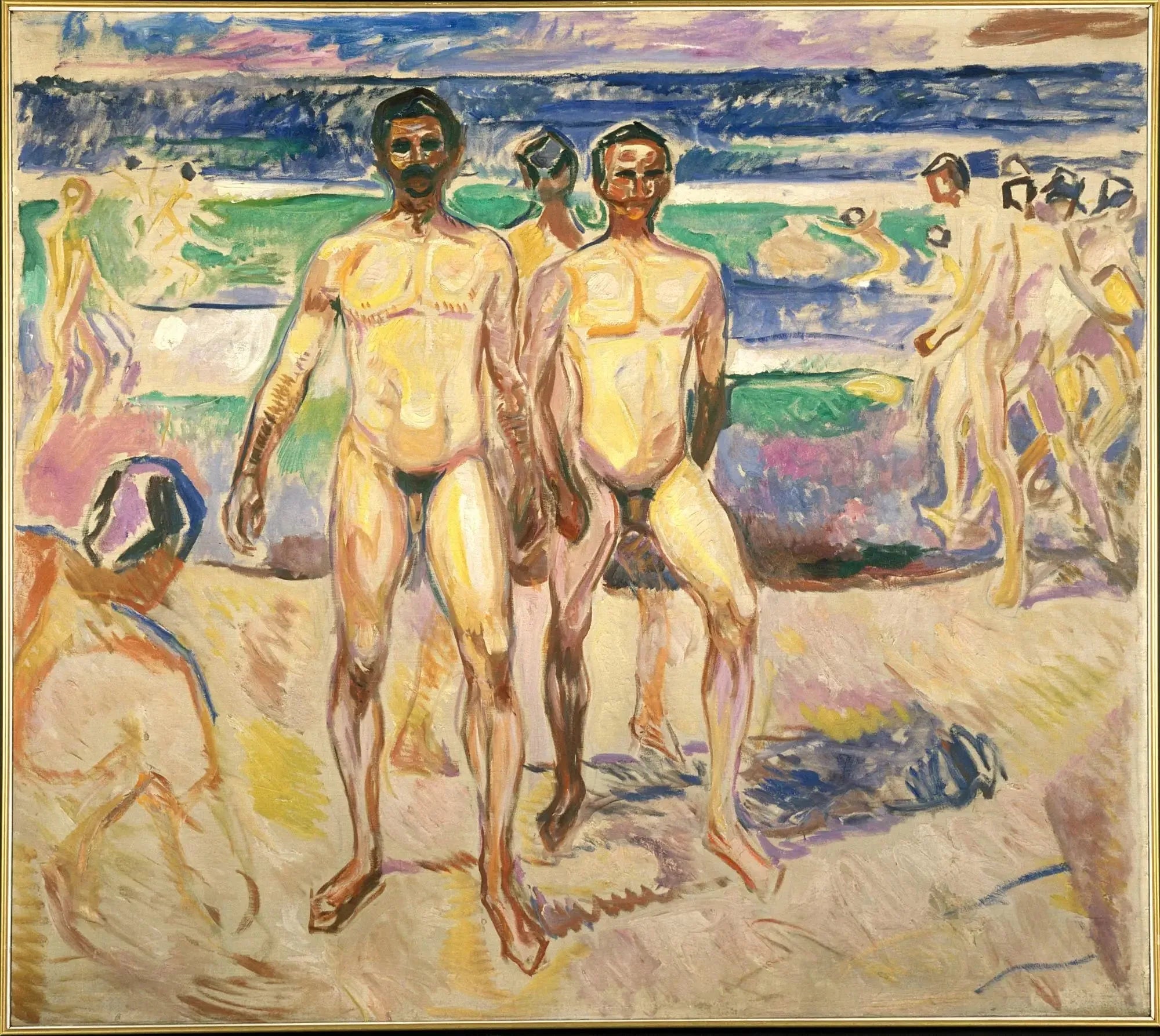 Les hommes se baignant - Edvard Munch image 1 copie de tableau peinte à la main