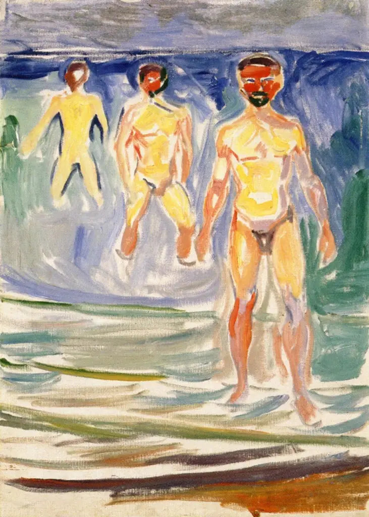 Les hommes se baignant - Edvard Munch image 1 reproduction artisanale de tableau