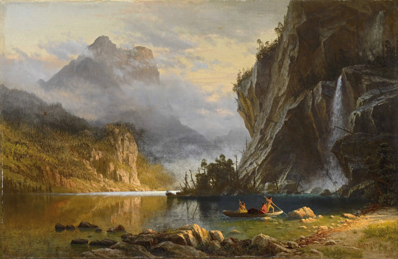 Die Indianer betreiben Speerfischen - Albert Bierstadt