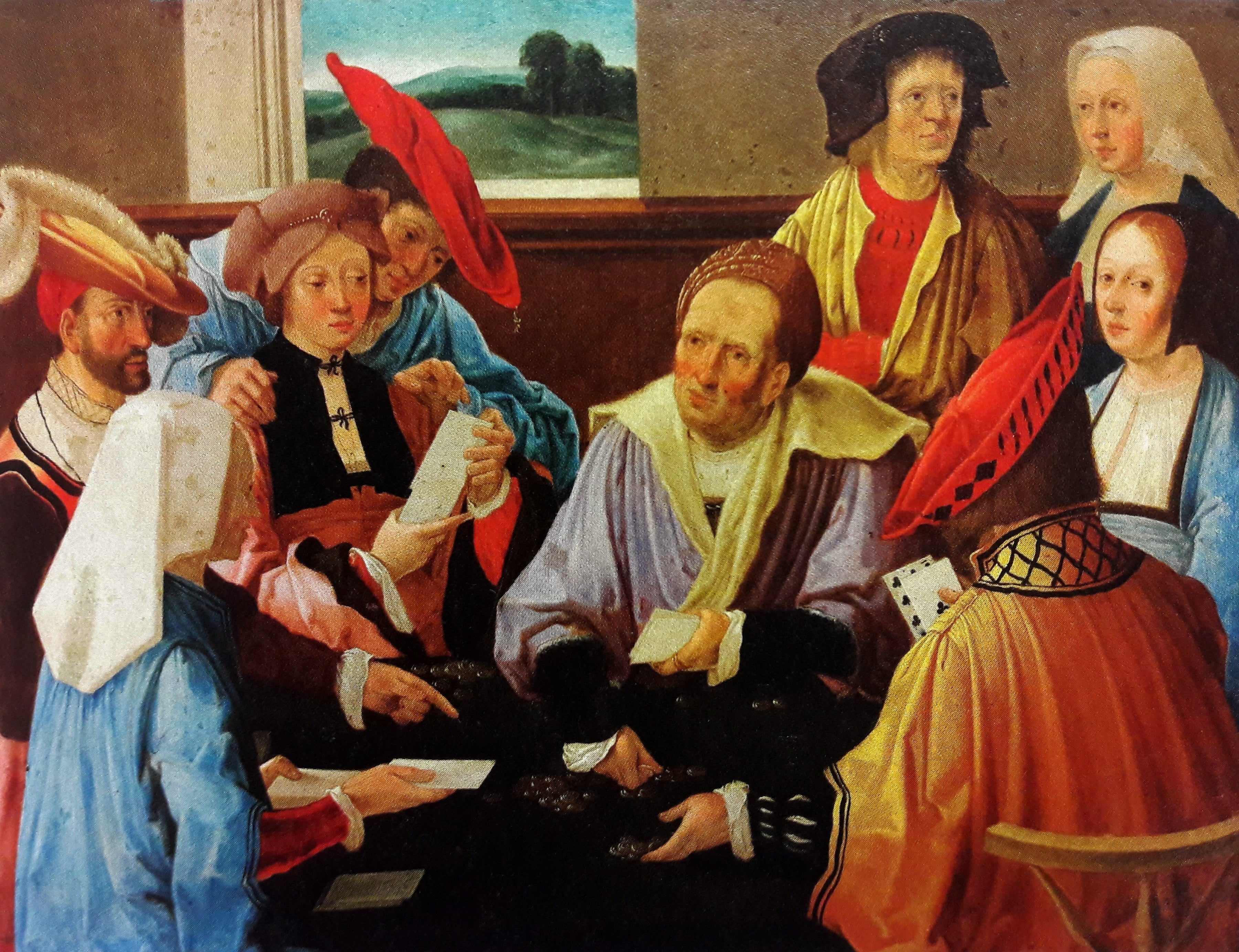Les joueurs de cartes. - Lucas van Leyden image 1 copie peinte à la main à l’huile