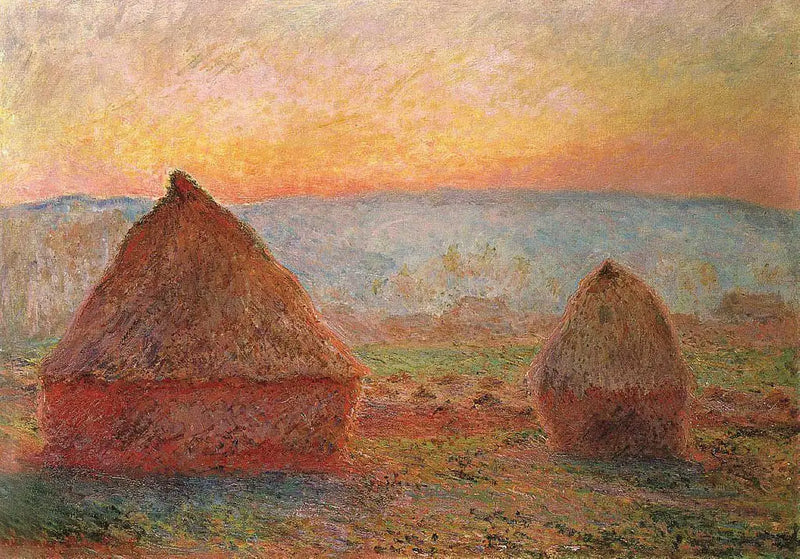 Die Heuhaufen in Giverny, Sonnenuntergang - Claude Monet
