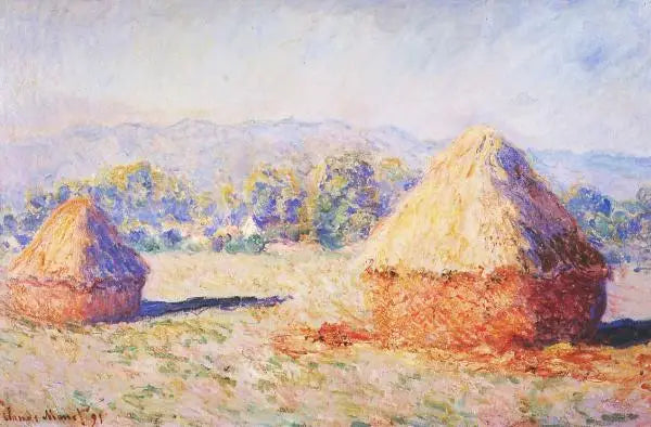 Die Weizenfelder im Sonnenlicht, der Effekt des Morgens - Claude Monet