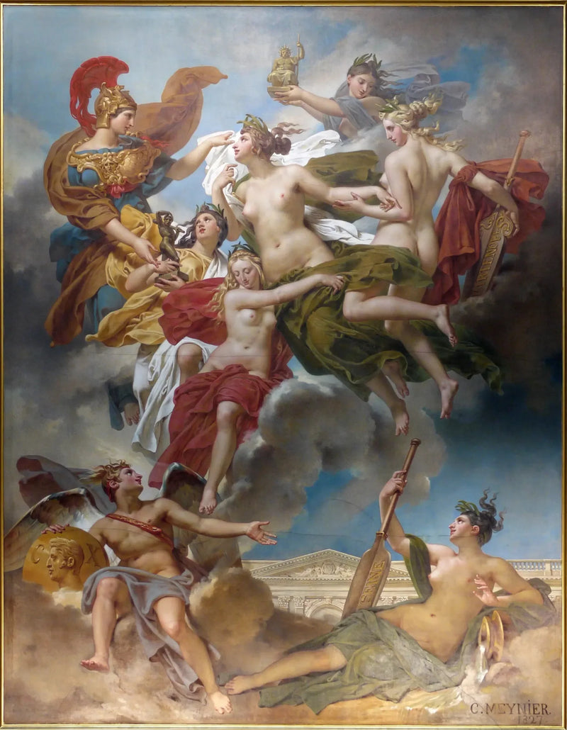 Die Nymphen von Parthénope, geführt von der Göttin der Schönen Künste - Charles Meynier