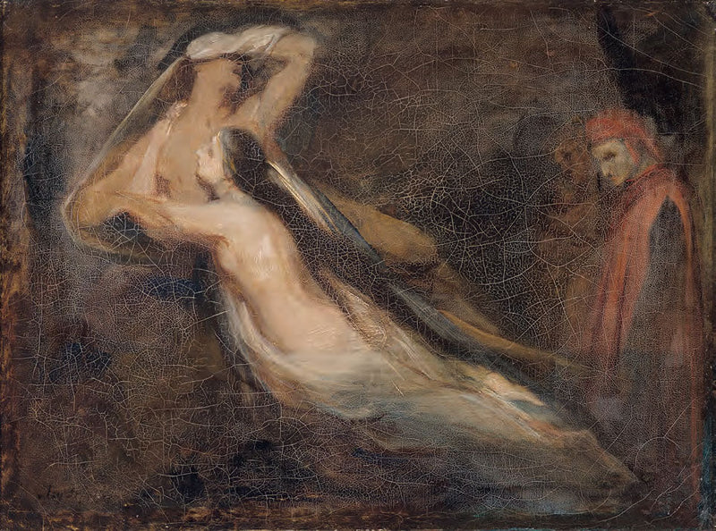 Die Schatten von Paolo und Francesca, die bei Dante und Vergil erscheinen - Ary Scheffer