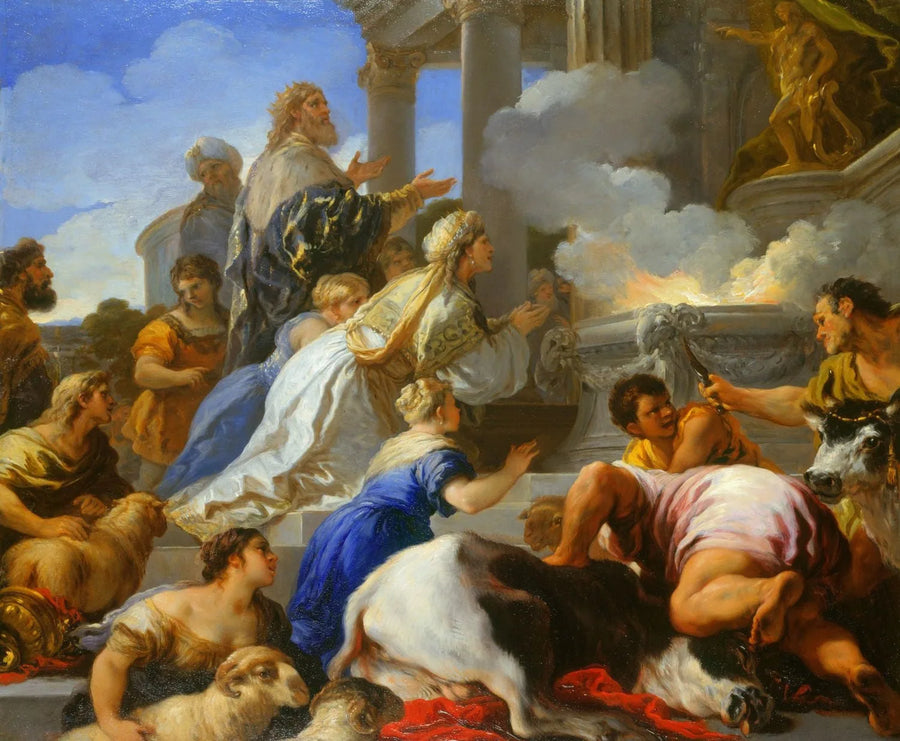 Die Eltern von Psyche bieten einen Opfergang an Apollo - Luca Giordano