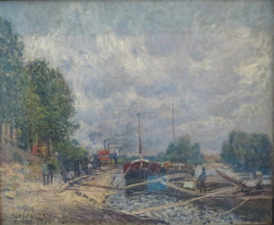 Die Binnenschiffe in Billancourt - Alfred Sisley