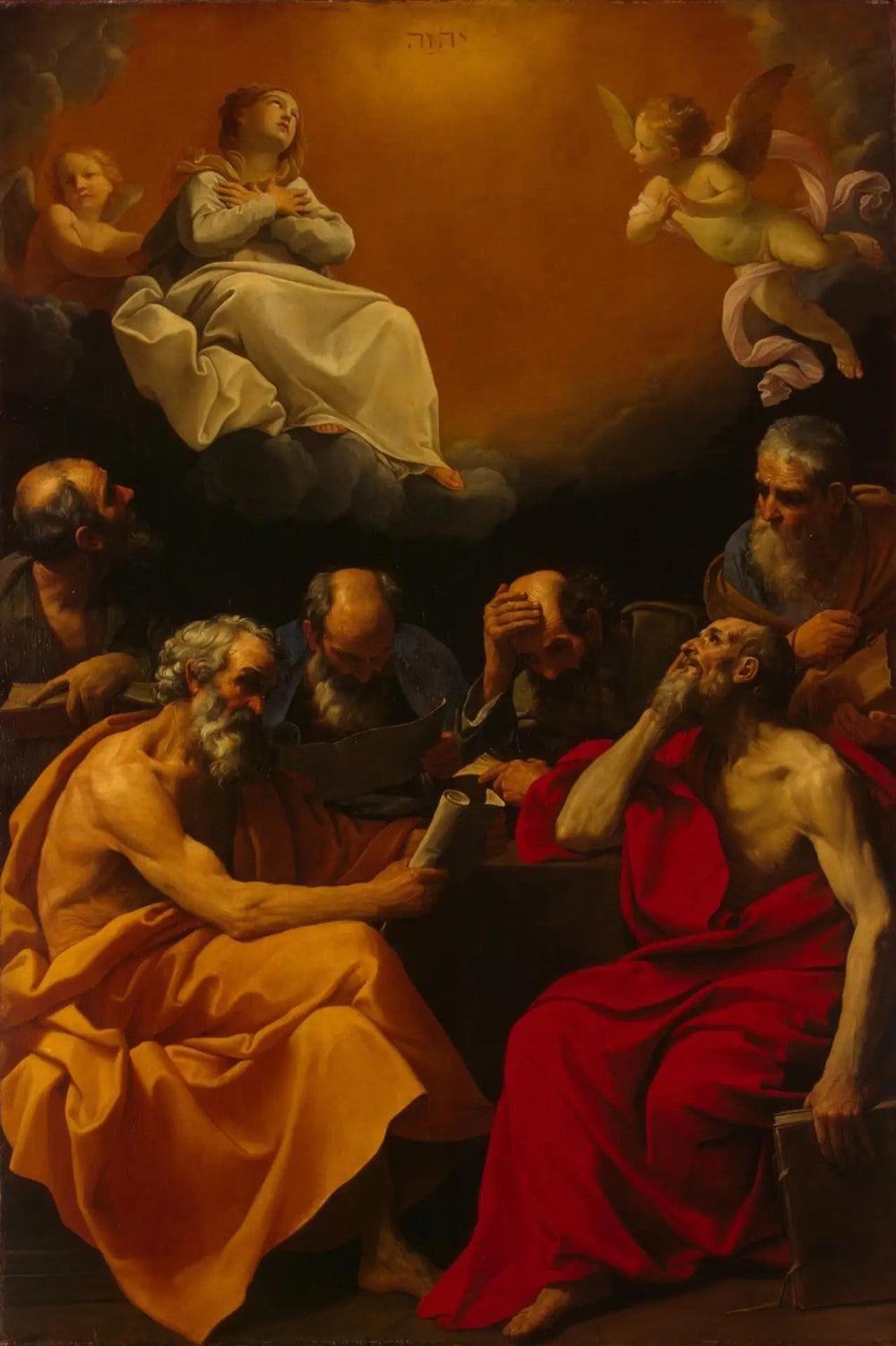 Les Pères de l'Église contestent le dogme de l'Immaculée Conception - Guido Reni image 1 tableau peint à l’huile sur toile