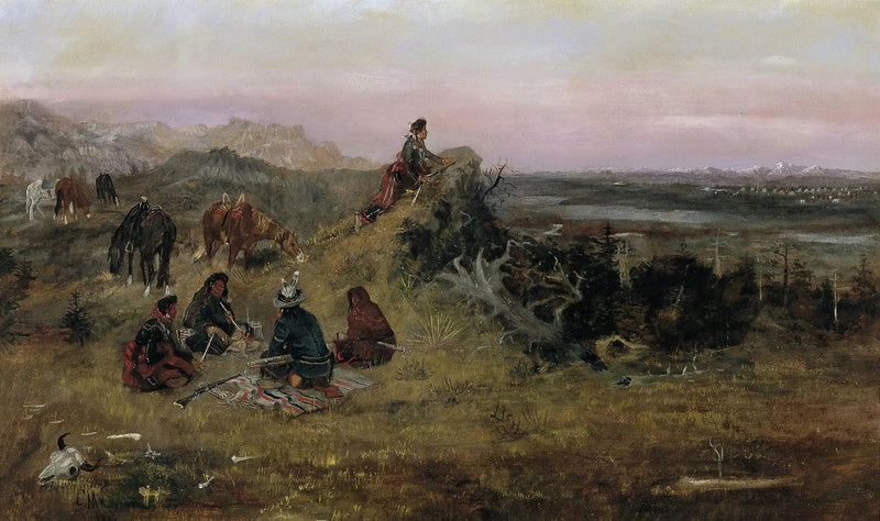 Die Piégans bereiten sich darauf vor, die Pferde der Krähen zu stehlen - Charles Marion Russell