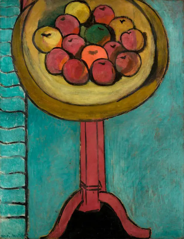 Die Äpfel auf dem Tisch, vor grünem Hintergrund - Henri Matisse