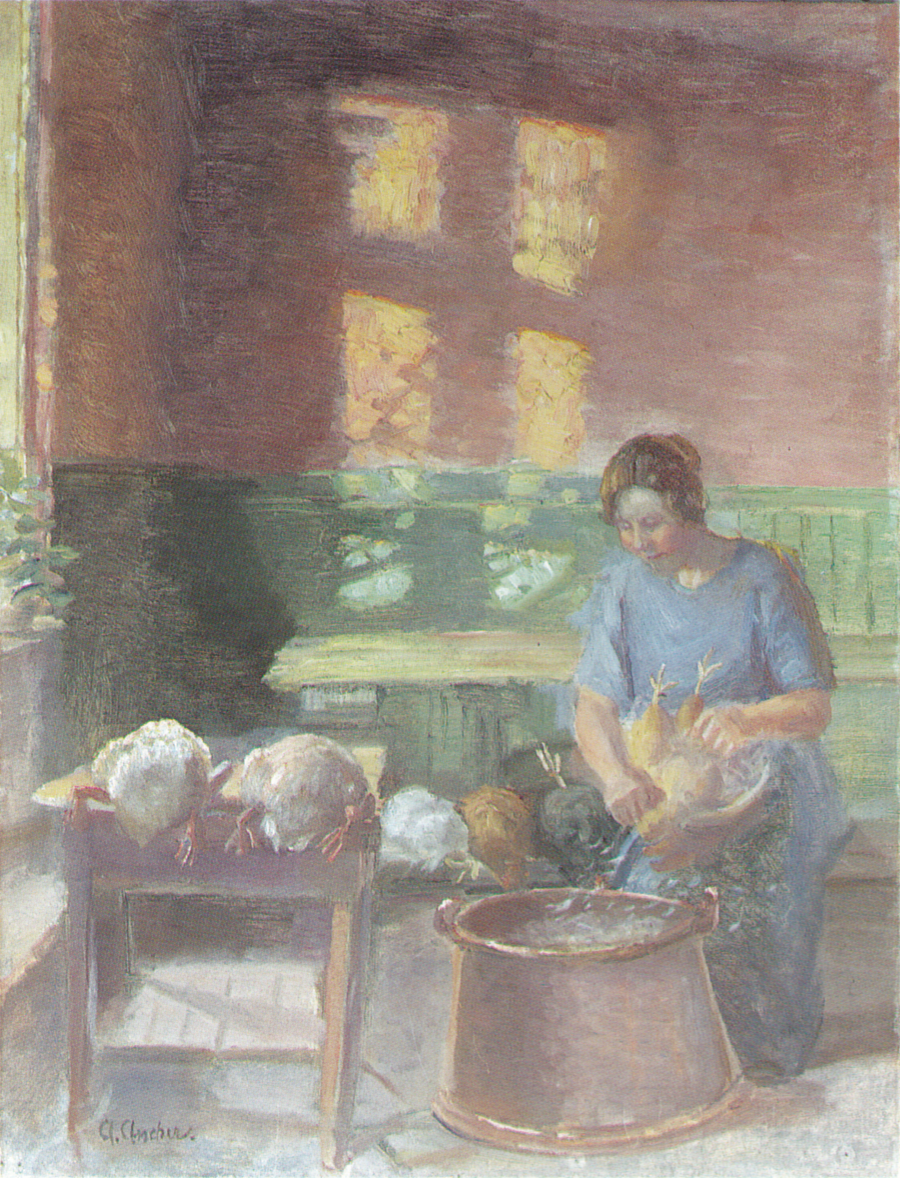 Die Hühner werden gerupft – Anna Ancher