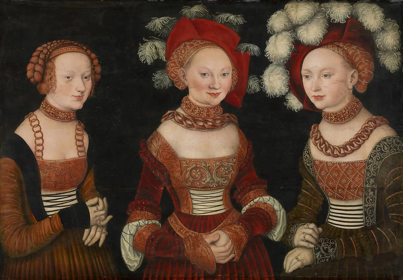 Die Prinzessinnen Sibylle (1515-1592), Émilie (1516-1591) und Sidonie (1518-1575) Sachsen - Lucas Cranach der Ältere