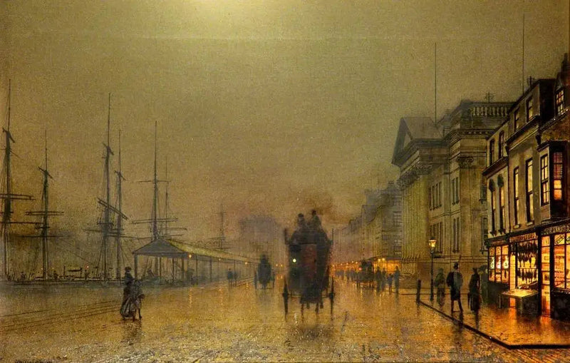 Die Ufer von Liverpool bei Nacht - John Atkinson Grimshaw