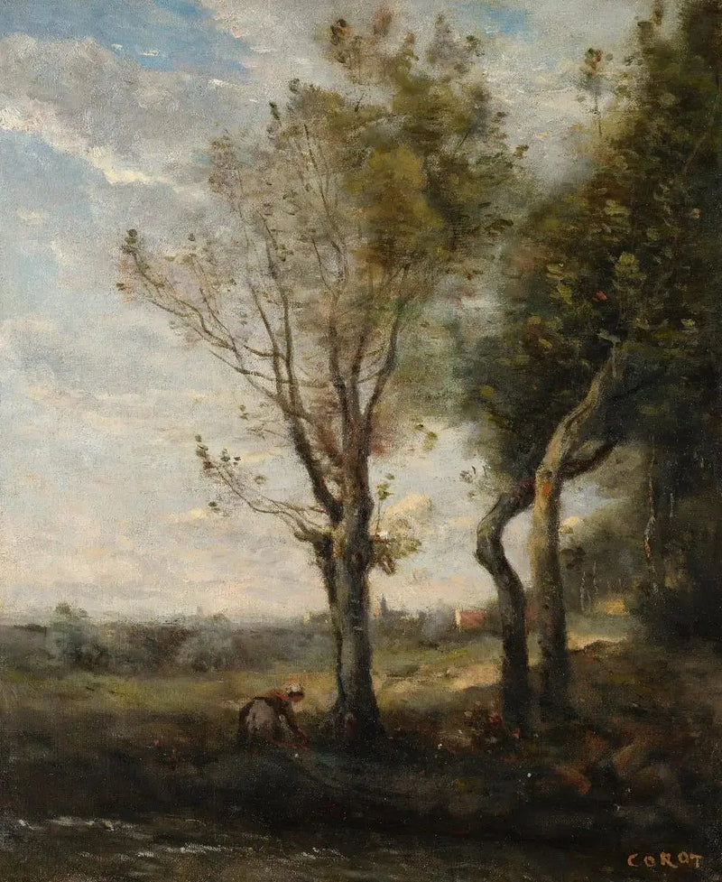 Die vier Bäume am Rande der Ebene - Jean-Baptiste Camille Corot