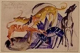 Die vier Begleithunde des Prinzen Jusuff - Franz Marc