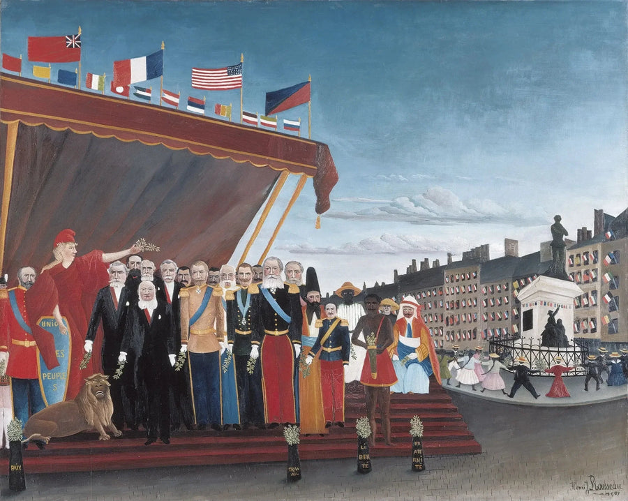 Die Vertreter der ausländischen Mächte, die kommen, um die Republik als Friedenszeichen zu begrüßen - Henri Rousseau