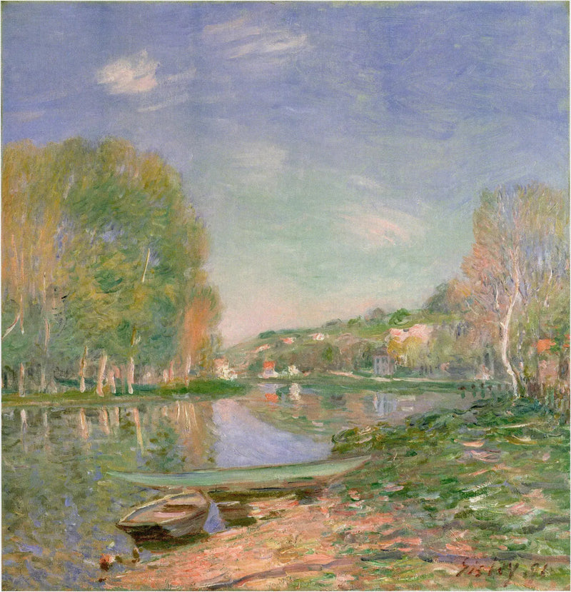 Die Ufer des Loing, Morgen - Alfred Sisley