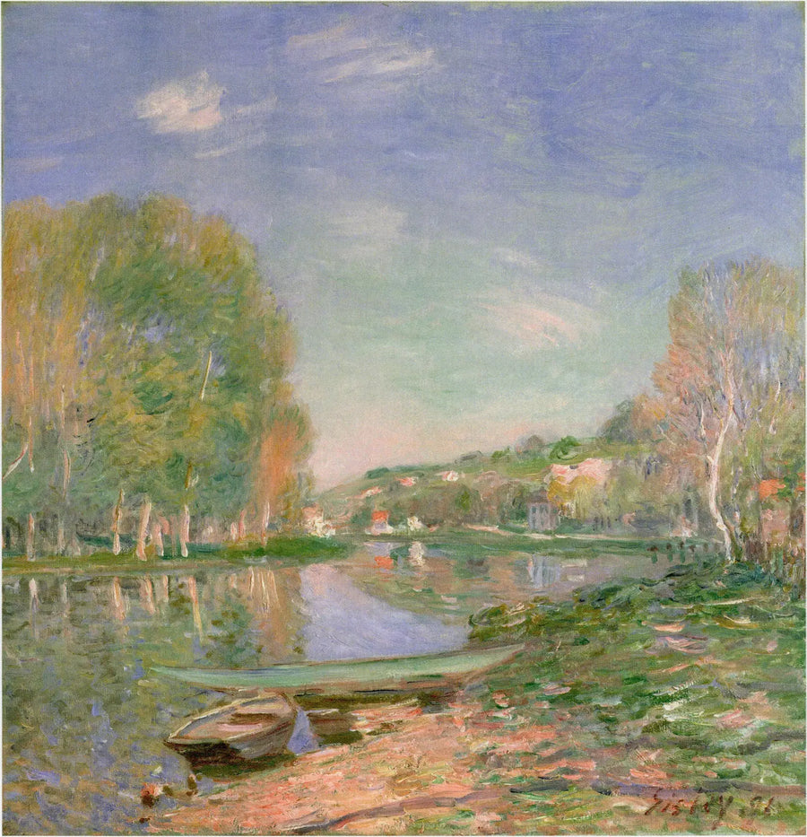 Die Ufer des Loing, Morgen - Alfred Sisley