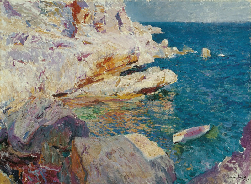 Die Felsen von Jávea und das weiße Boot - Joaquín Sorolla