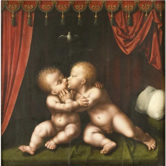 Die heiligen Kinder, die sich küssen - Joos van Cleve