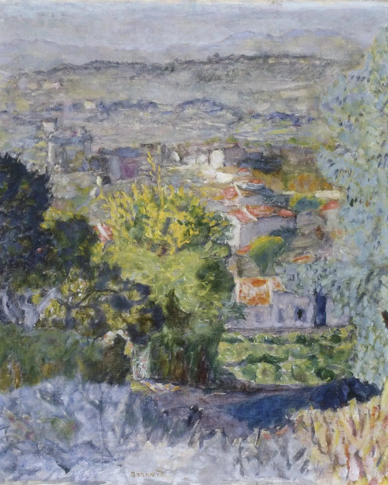 Die Dächer durch die Mimosen, Landschaft von Cannet - Pierre Bonnard